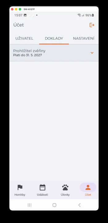 Captura de pantalla de la app HUNTERRA