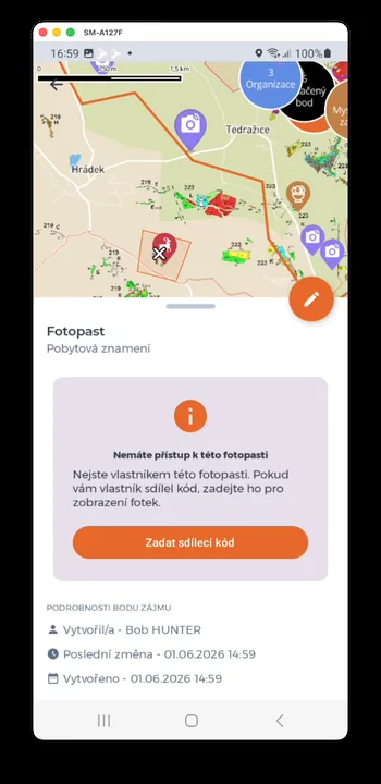 Captura de pantalla de la app HUNTERRA